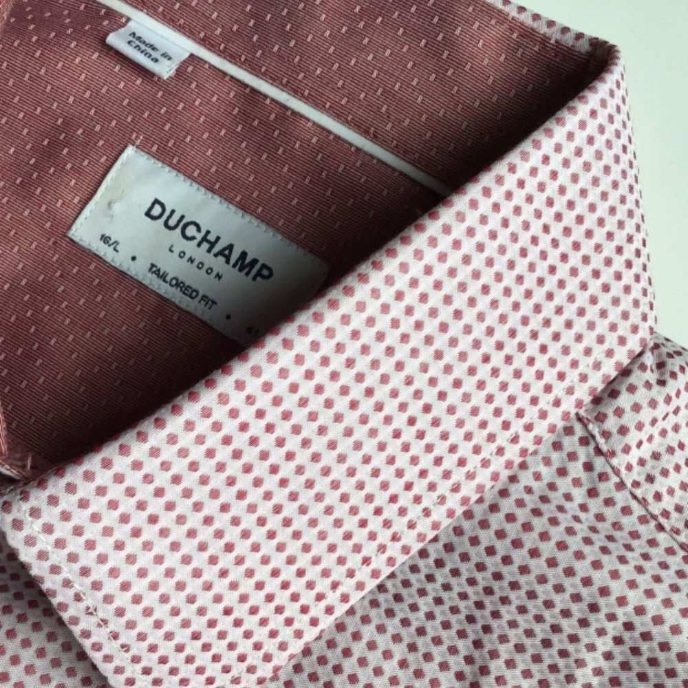 DUCHAMP London tailored fit light burgundy  colour cotton shirt Sz 16 / 40